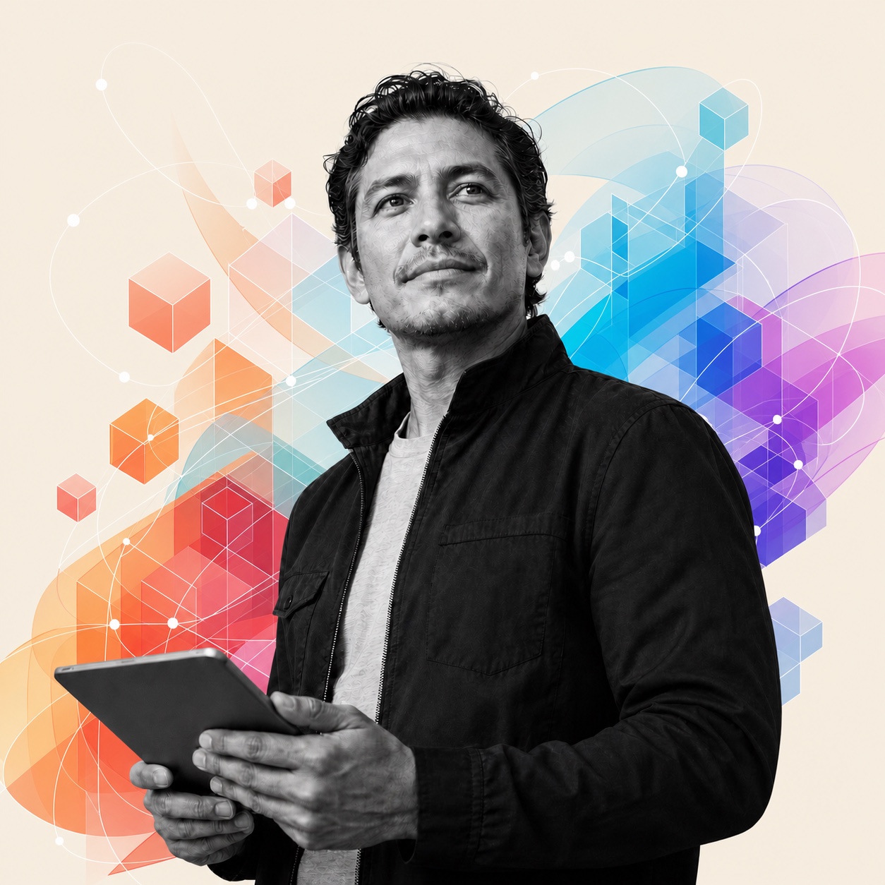 Emprendedor creando contenido profesional para su pequeño negocio