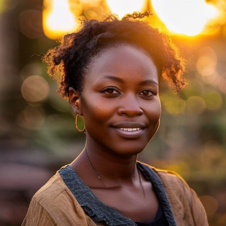Retrato generado por IA de Amina Okafor